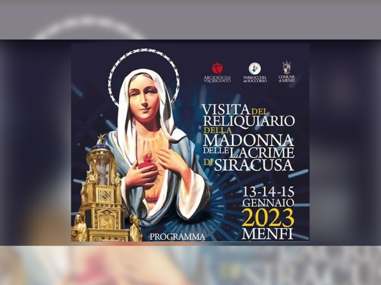 Immagine articolo: Menfi, preziosa teca della Madonna delle Lacrime di Siracusa arriva in città dal 13 al 15 Gennaio
