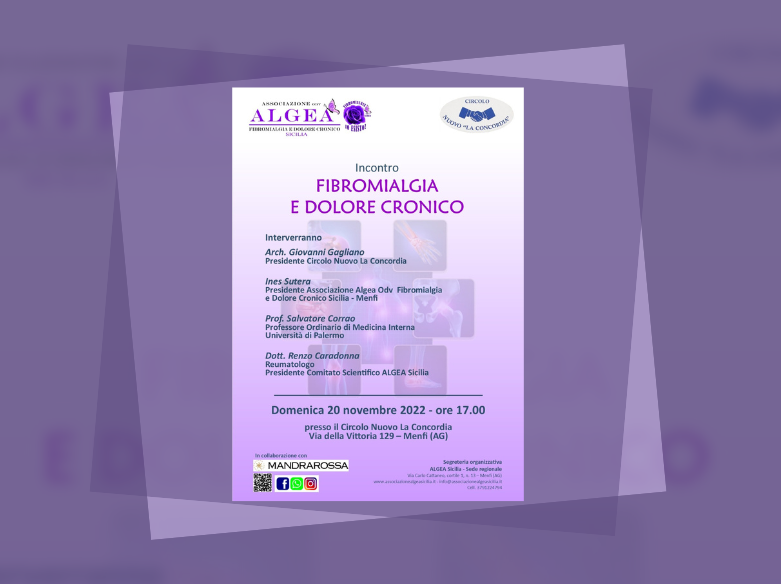 Immagine articolo: Menfi, domenica evento “Fibromialgia e dolore cronico“ alla Concordia organizzato dall’Associazione ALGEA