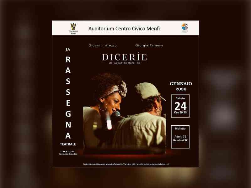 Immagine articolo: Teatro. Menfi: sabato 24 gennaio Giovanni Arezzo e Giorgia Faraone in “Dicerìe“
