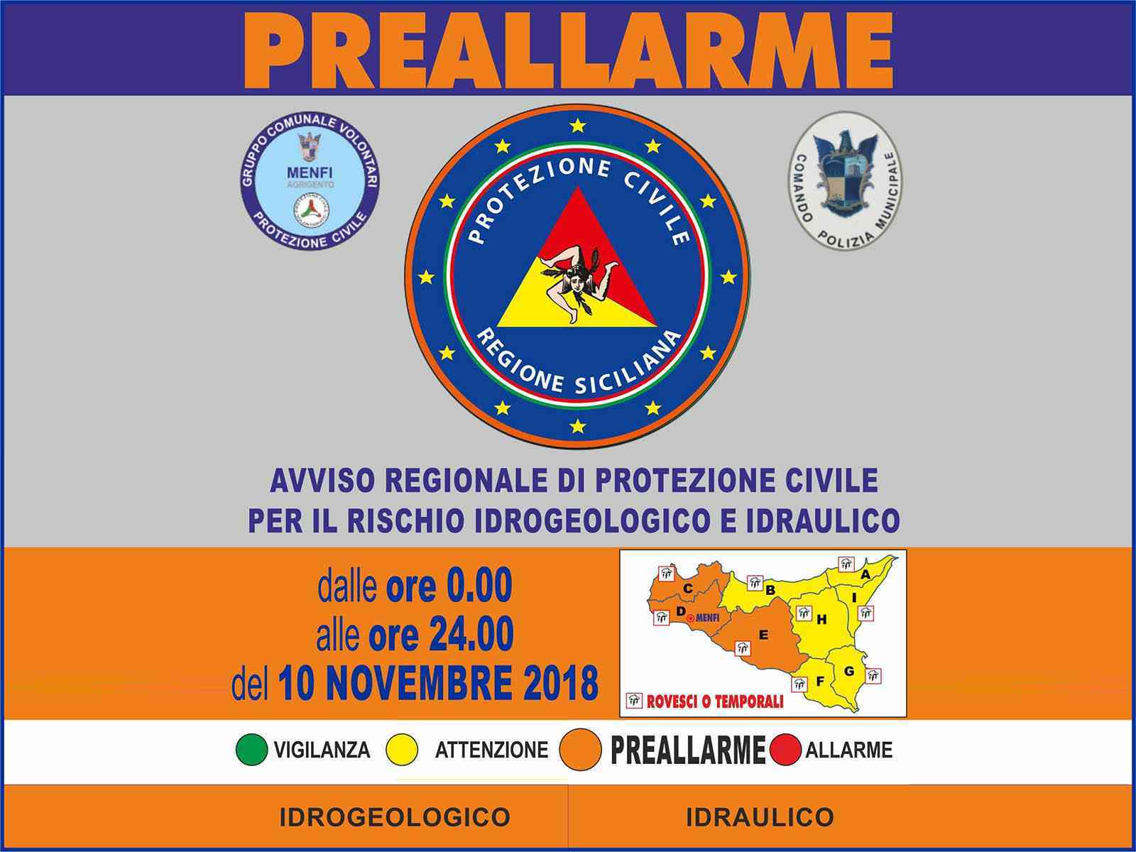 Immagine articolo: Meteo. Allerta arancione per tutto il 10 novembre, forti rovesci e raffiche di vento