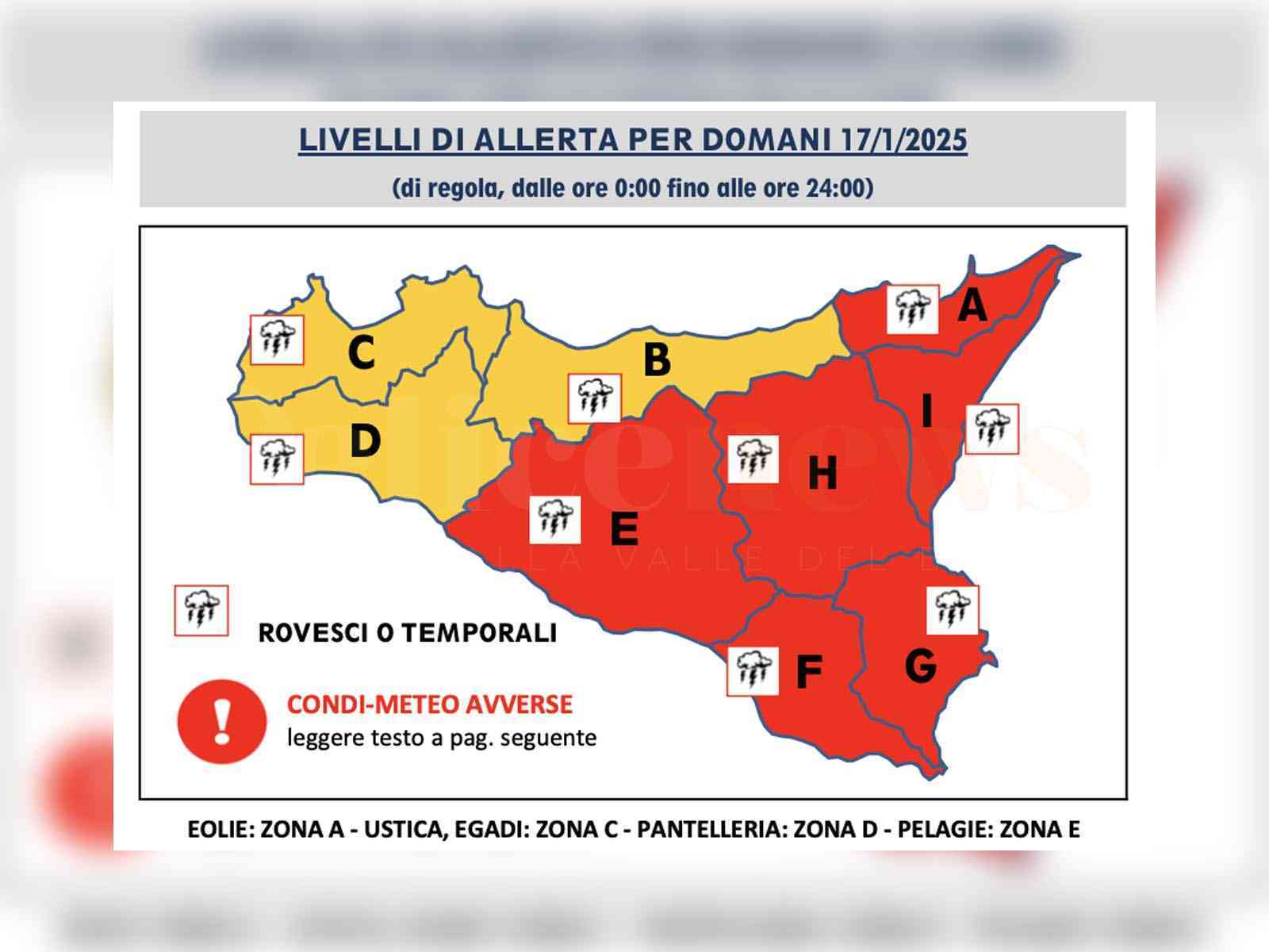 Immagine articolo: Scuole chiuse a Menfi domani. Allerta meteo rossa e arancione in Sicilia