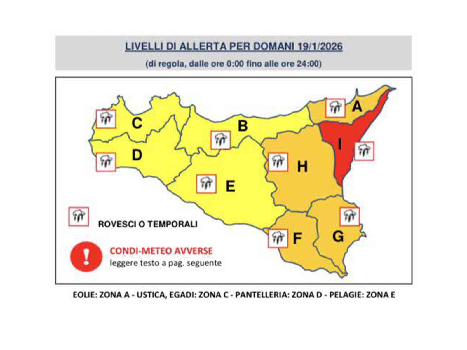 Immagine articolo: Allerta gialla per domani 19 gennaio. Venti di burrasca dai quadranti orientali