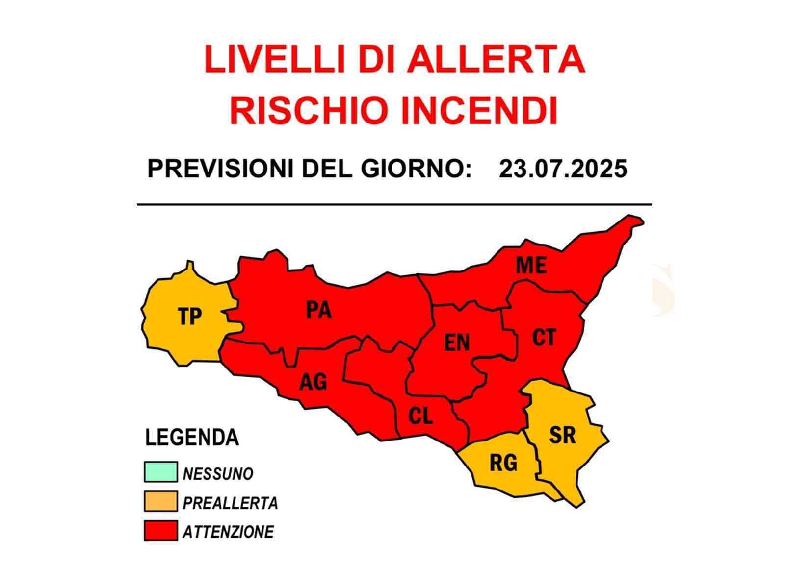 Immagine articolo: Allerta incendi e ondate di calore per domani: “Alta Attenzione“ per tutta la provincia di Agrigento