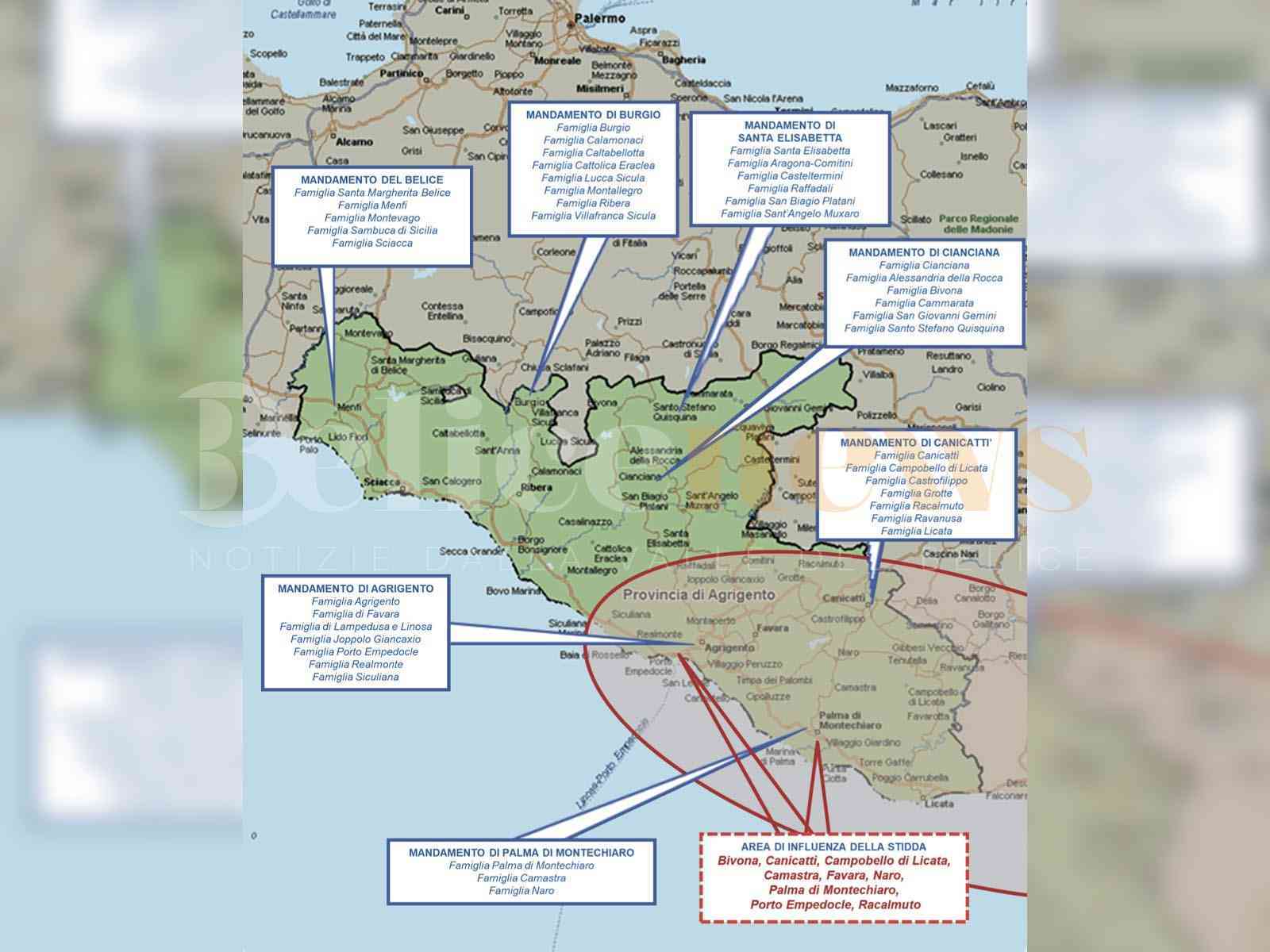 Immagine articolo: Cosa Nostra e Stidda coesistono in provincia di Agrigento. Attivo anche il mandamento del Belìce